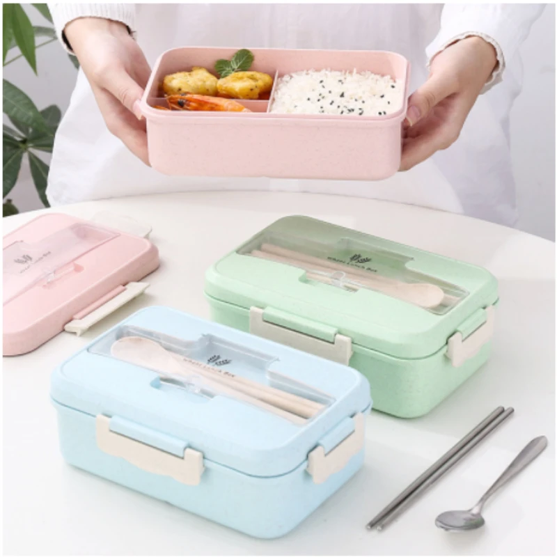 Food Storage Plastic Bag - กล่องอาหากลางวันเข้าไมโครเวฟได้อาหารจากฟางข้าวสาลีกล่องเก็บสินค้าอาหารของเด็กใส่ไปเรียนสำนักงานพกพากล่องเบนโตะกระเป๋าใส่ข้าวกลางวัน