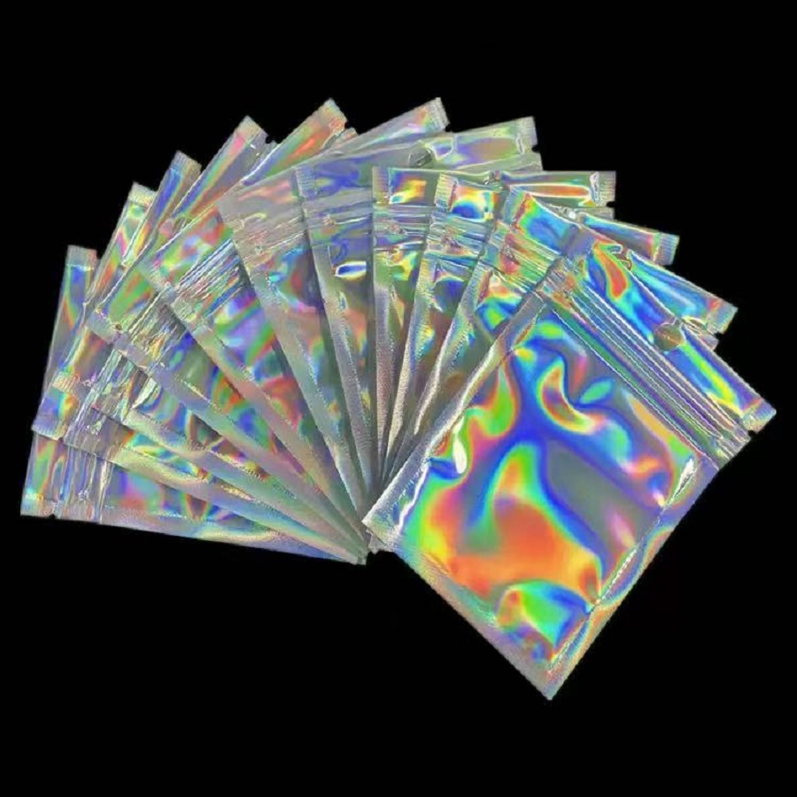 Food Storage Plastic Bag - 100 ชิ้นกลิ่นถุง Mylar Holographic Resealable กระเป๋าฟอยล์กระเป๋าถุง