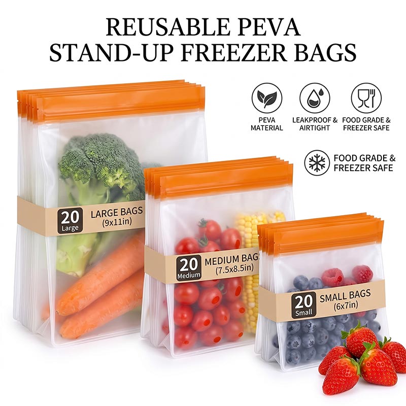 20 ชิ้น/ชุด ถุงซิลิโคนเก็บอาหา - Food Storage Silicone Bags บทวิจารณ์และราคา