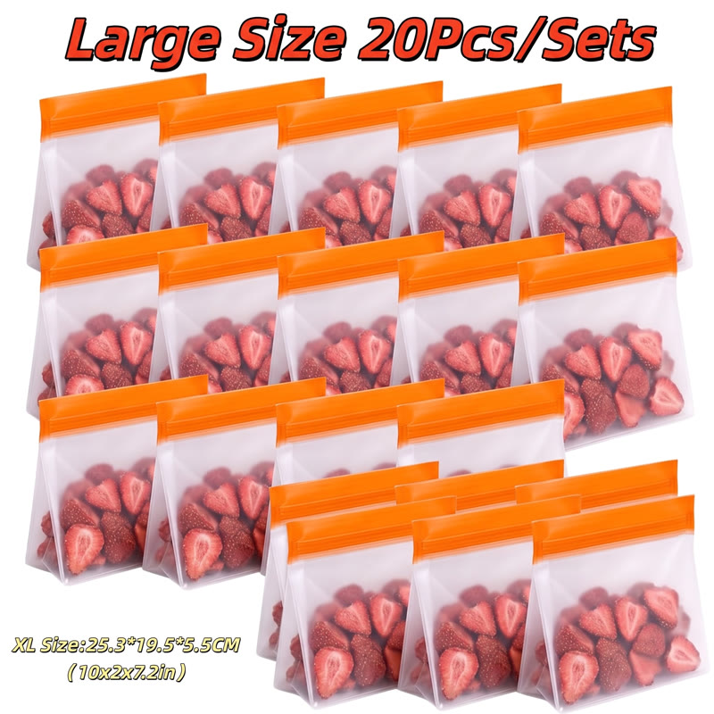 20 ชิ้น/ชุด ถุงซิลิโคนเก็บอาหา - Food Storage Silicone Bags บทวิจารณ์และราคา