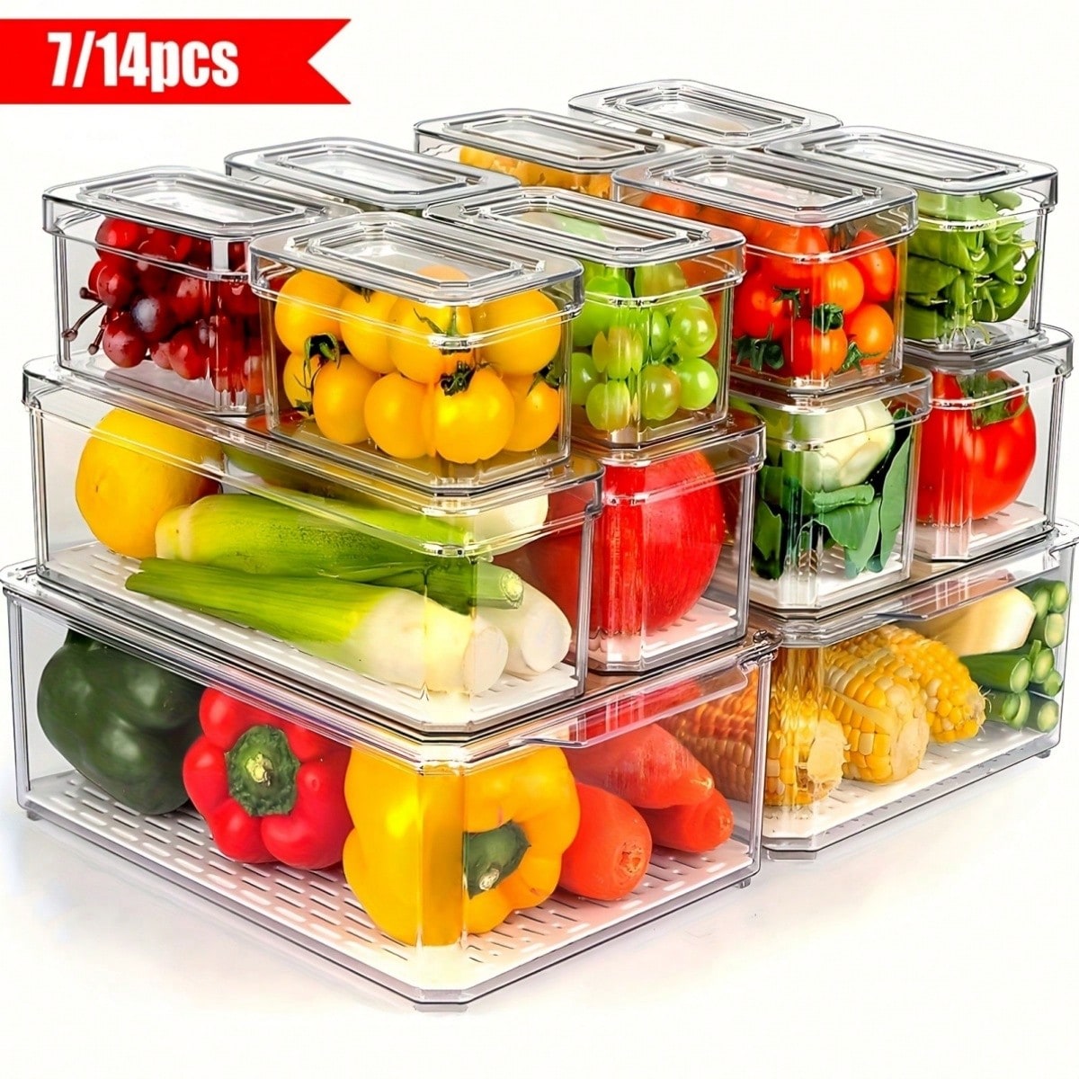 ชุดกล่องจัดระเบียบตู้เย็นแบบซ้ - Food Storage Stackable Containers บทวิจารณ์และราคา