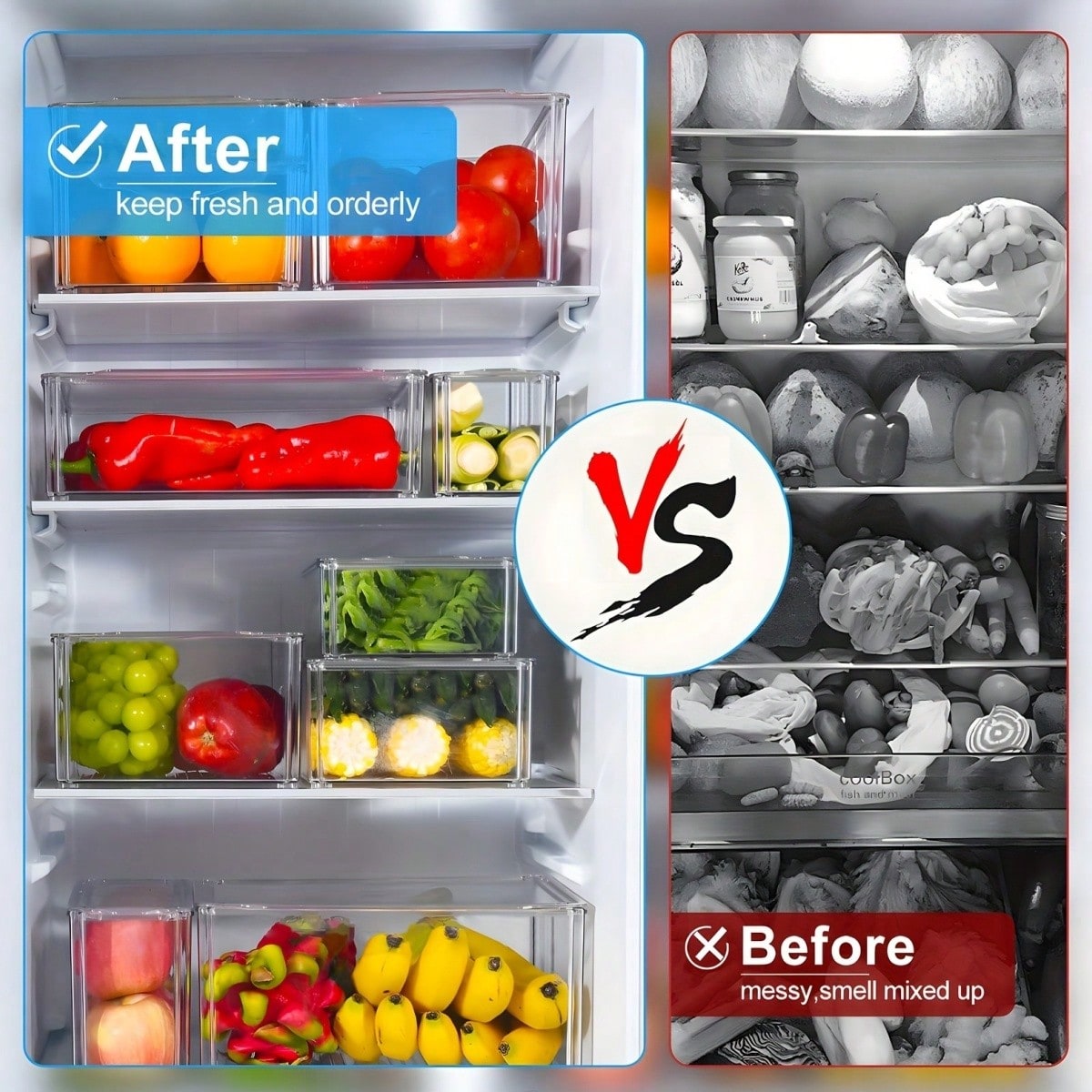 ชุดกล่องจัดระเบียบตู้เย็นแบบซ้ - Food Storage Stackable Containers บทวิจารณ์และราคา
