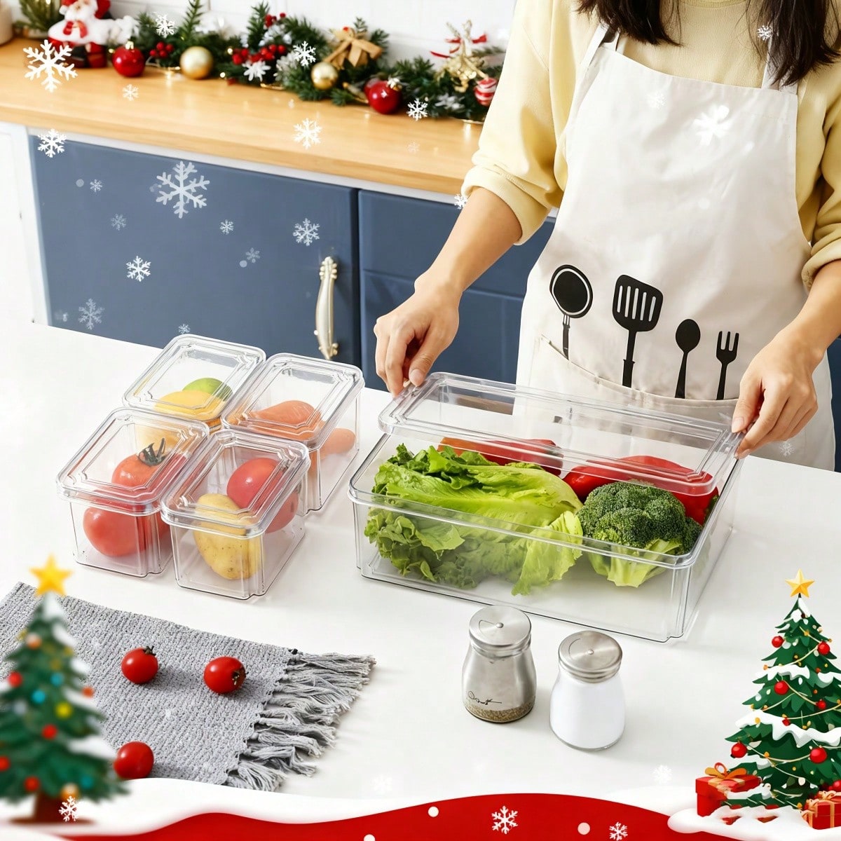 ชุดกล่องจัดระเบียบตู้เย็นแบบซ้ - Food Storage Stackable Containers บทวิจารณ์และราคา