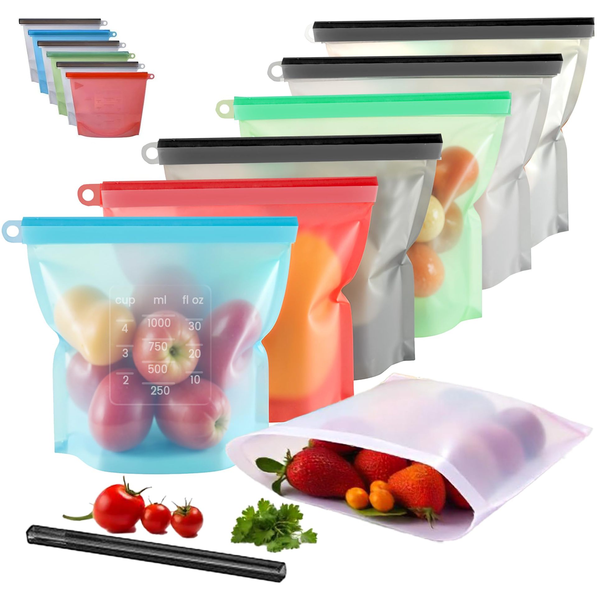 5 ชิ้นซิลิโคนภาชนะเก็บอาหารภาช - Food Storage Silicone Bags บทวิจารณ์และราคา