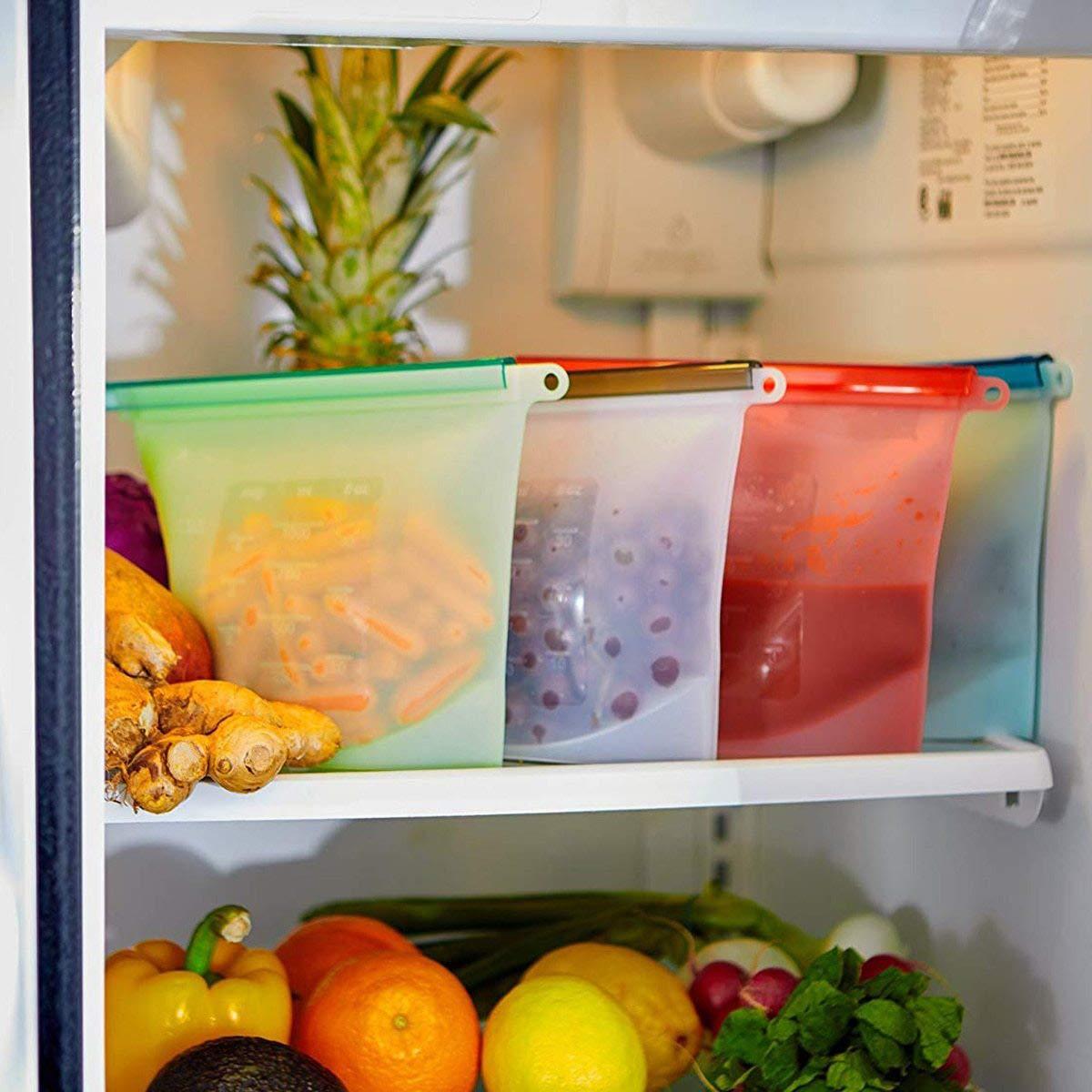 5 ชิ้นซิลิโคนภาชนะเก็บอาหารภาช - Food Storage Silicone Bags บทวิจารณ์และราคา