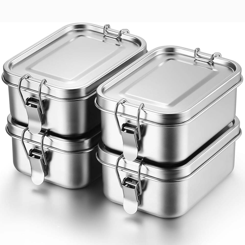 4 ชิ้นสแตนเลสสตีลกล่องเบนโตะโล - Food Storage Underground บทวิจารณ์และราคา