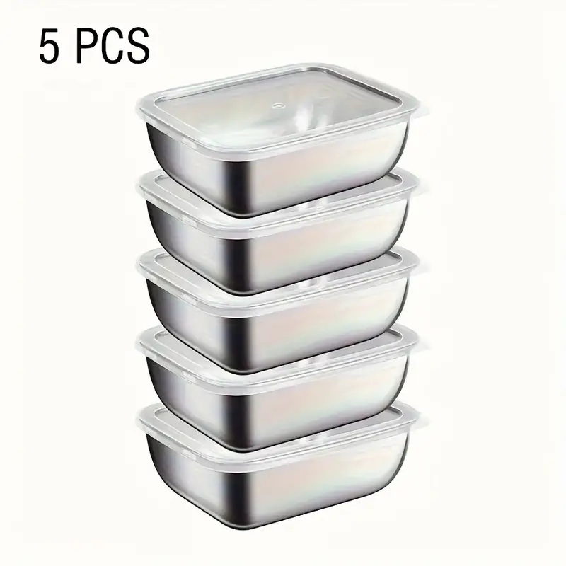 กล่องเก็บอาหารสแตนเลส 5 ชิ้น ก - Food Storage Stackable Containers บทวิจารณ์และราคา