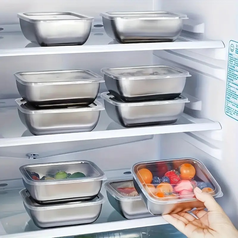 กล่องเก็บอาหารสแตนเลส 5 ชิ้น ก - Food Storage Stackable Containers บทวิจารณ์และราคา