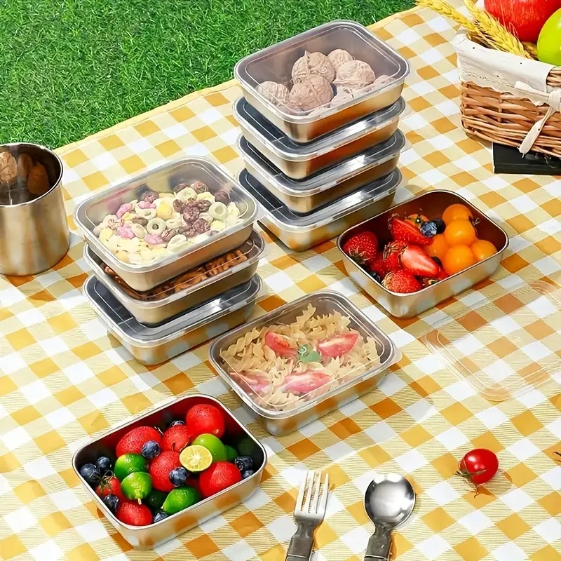 กล่องเก็บอาหารสแตนเลส 5 ชิ้น ก - Food Storage Stackable Containers บทวิจารณ์และราคา