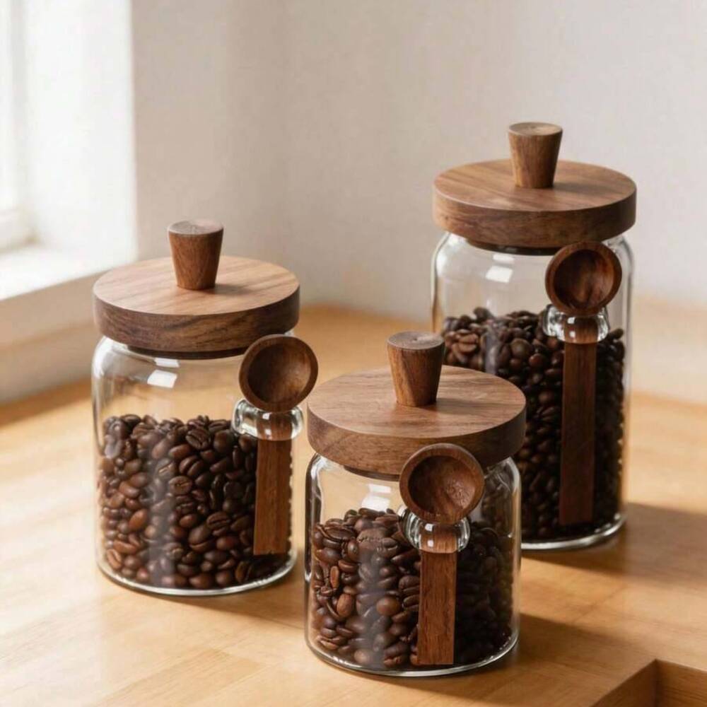 ชุด 3 ชิ้น โหลแก้วใสพร้อมฝาไม้ - Food Storage Set Glass บทวิจารณ์และราคา