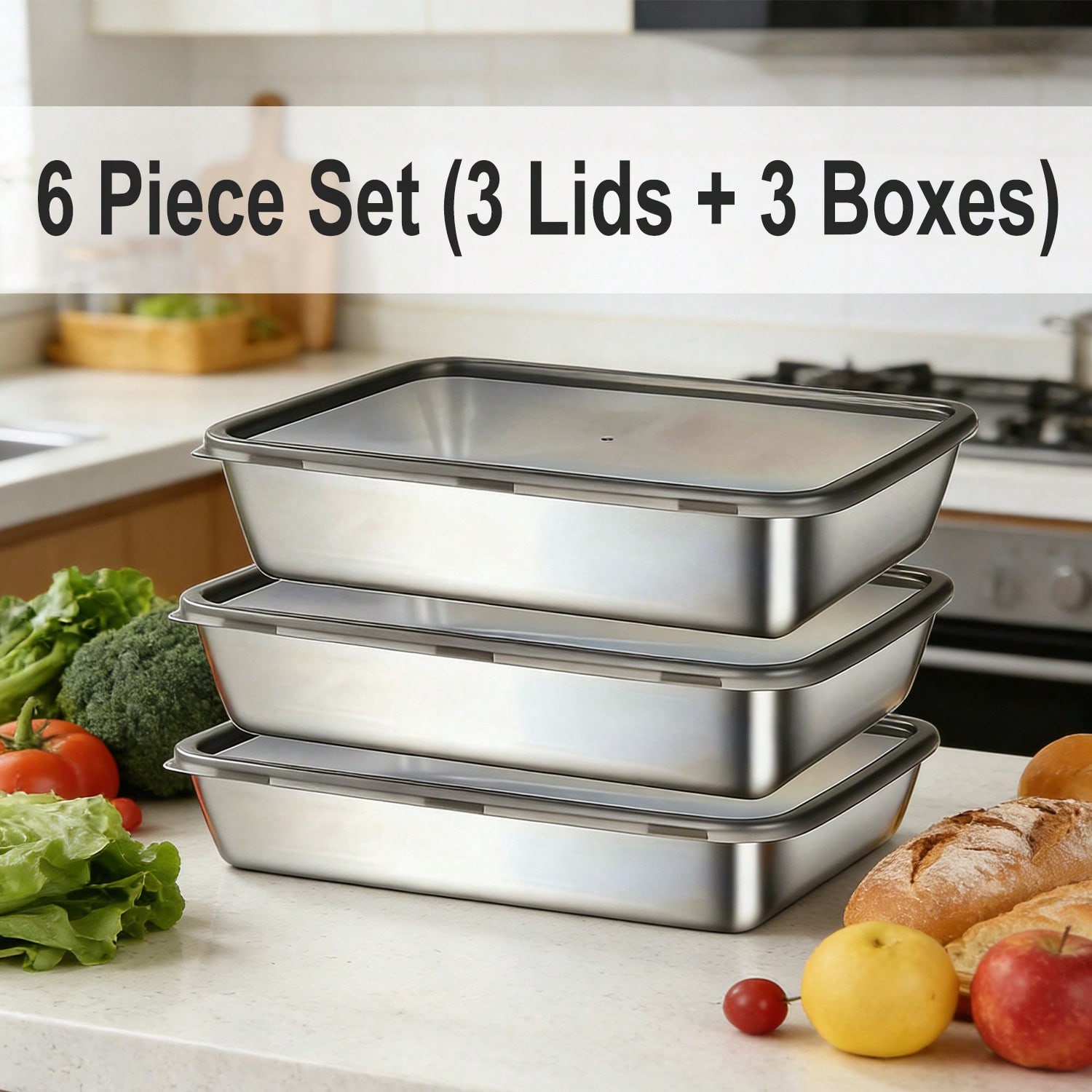 ชุดภาชนะเก็บอาหารสแตนเลส 6 ชิ้ - Food Storage Lunch Box บทวิจารณ์และราคา