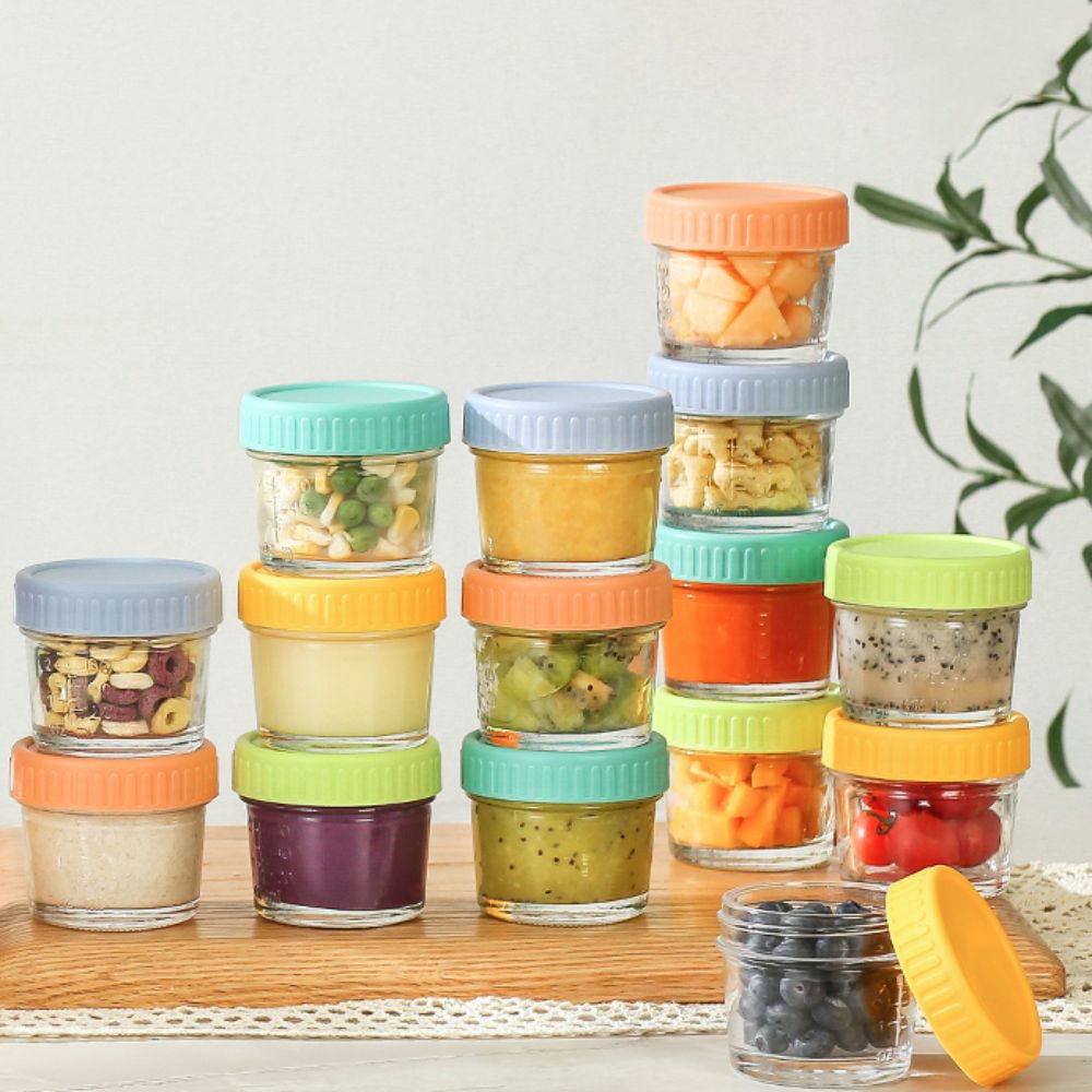 ขวดแก้วใส่อาหารเด็ก 6 ชิ้น ใช้ - Food Storage Glass Box บทวิจารณ์และราคา