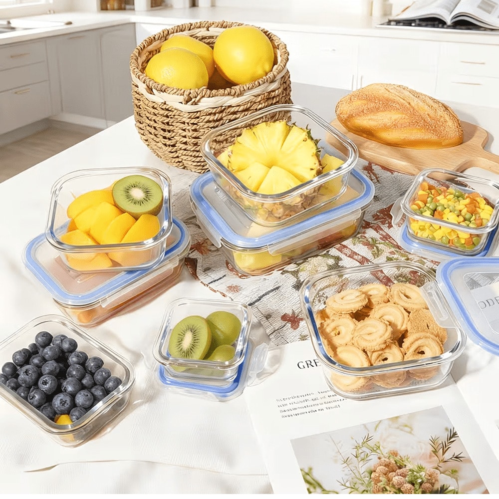 กล่องเก็บอาหารแก้วปิดผนึก 16 ช - Food Storage Glass Box บทวิจารณ์และราคา