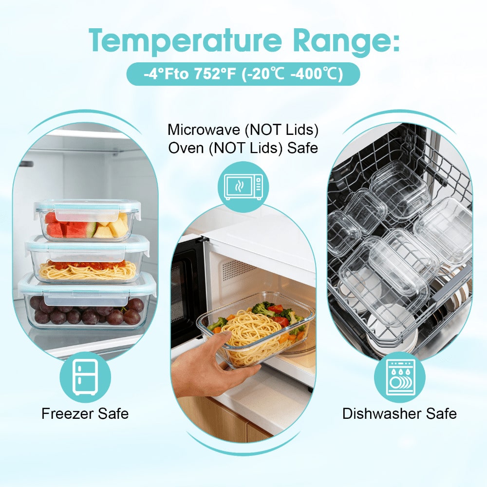 กล่องเก็บอาหารแก้วปิดผนึก 16 ช - Food Storage Glass Box บทวิจารณ์และราคา