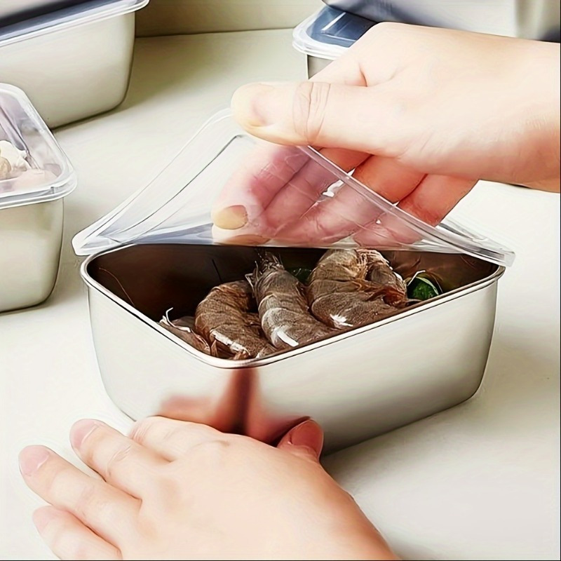 1/3/6pcs ภาชนะเก็บ,สแตนเลสสดกล - Food Storage Stackable Containers บทวิจารณ์และราคา
