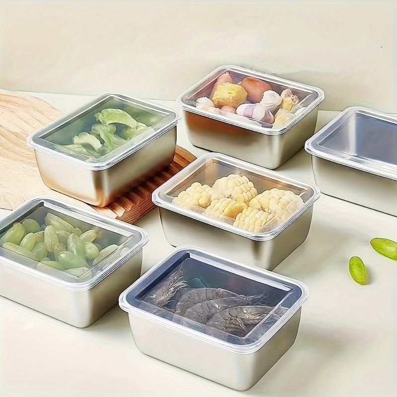 1/3/6pcs ภาชนะเก็บ,สแตนเลสสดกล - Food Storage Stackable Containers บทวิจารณ์และราคา