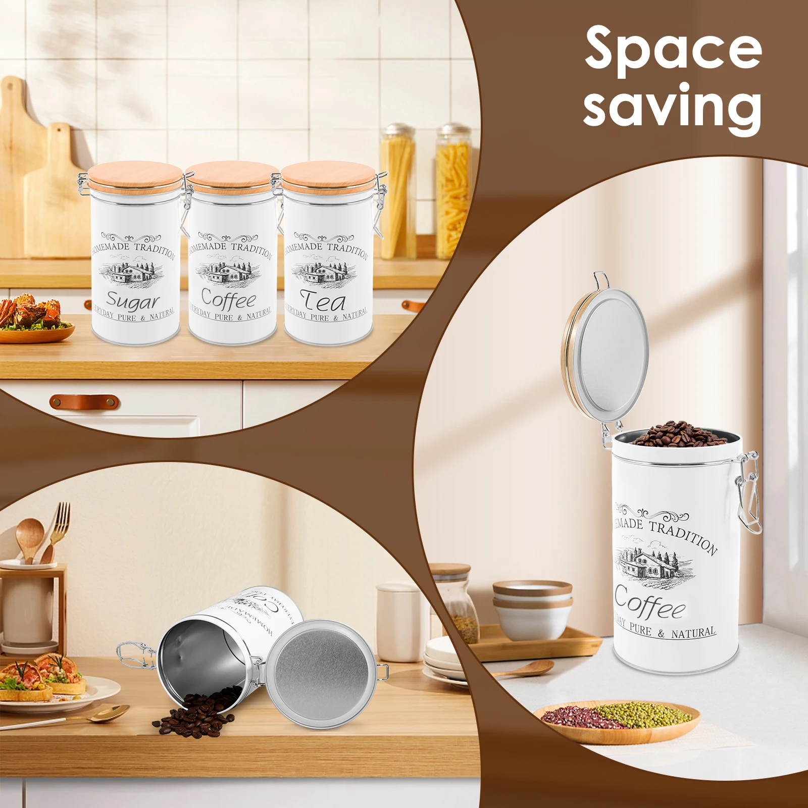 ชุดกระป๋องเก็บชา กาแฟ น้ำตาล 3 - Food Storage Metal Box บทวิจารณ์และราคา
