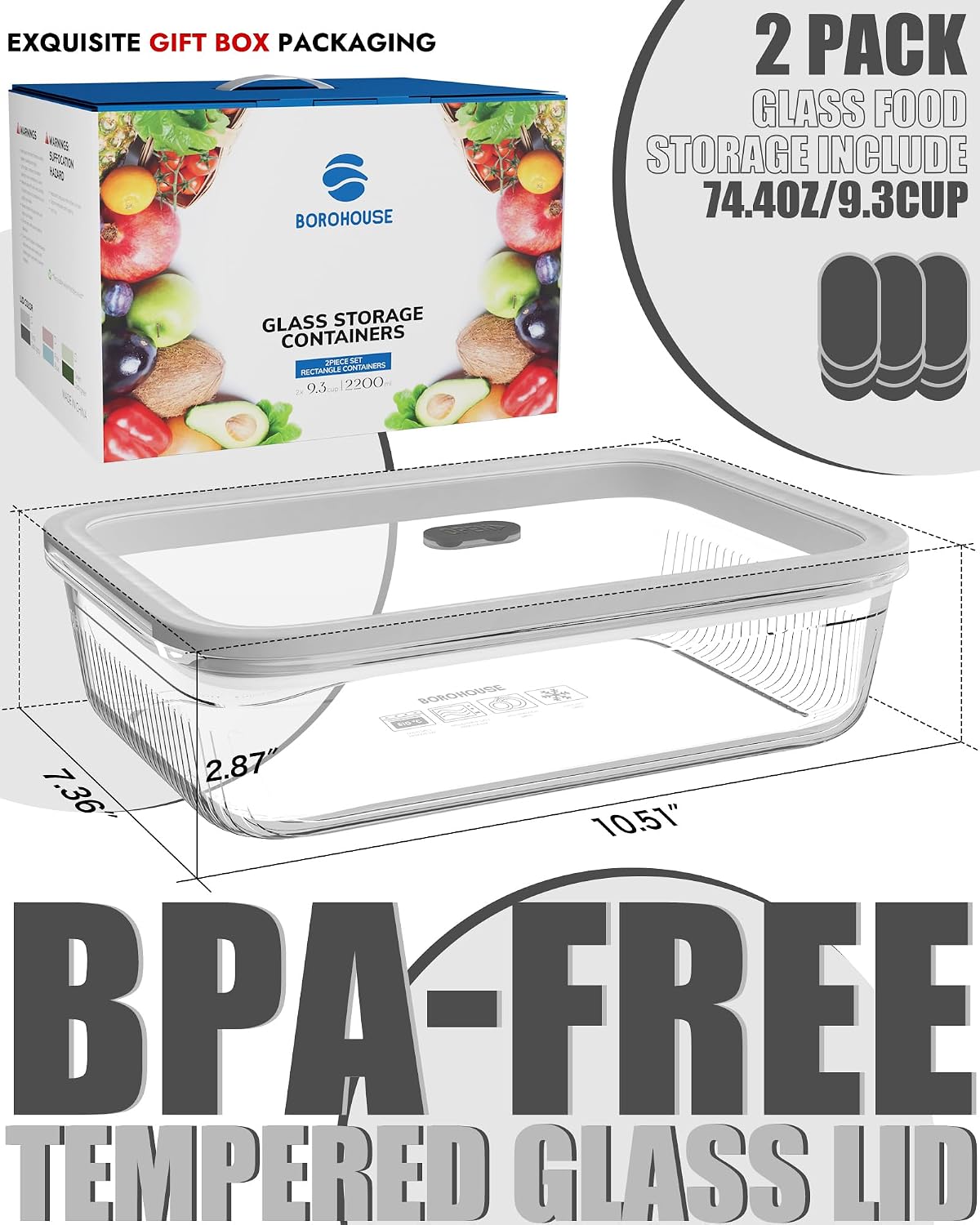 ชุดภาชนะเก็บอาหารแก้ว 2 ชิ้น พ - Food Storage Glass Box บทวิจารณ์และราคา