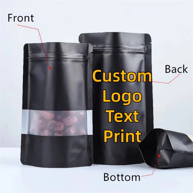 100PCS Stand-up Matte สีดําอลู - Food Storage Ziploc Bags บทวิจารณ์และราคา
