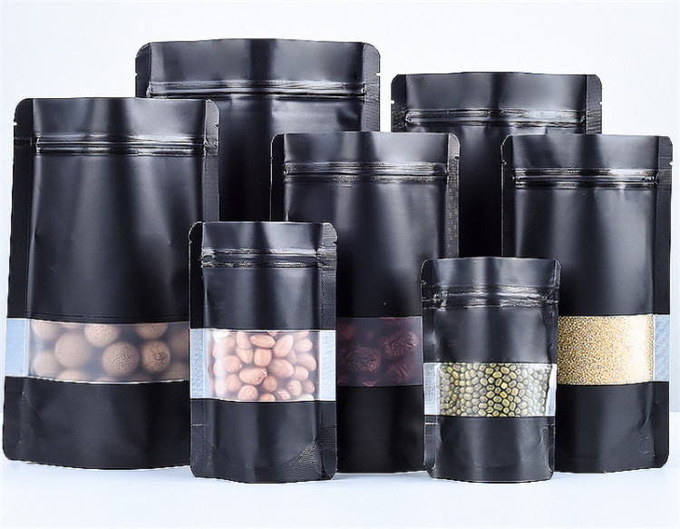 100PCS Stand-up Matte สีดําอลู - Food Storage Ziploc Bags บทวิจารณ์และราคา