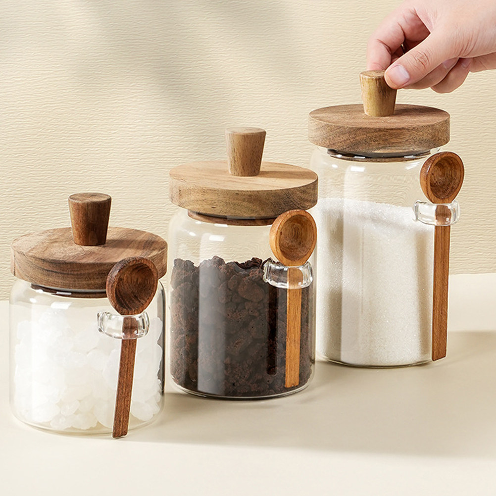 โถเก็บอาหารแก้วใสพร้อมฝาไม้ปิด - Food Storage Containers Glass บทวิจารณ์และราคา
