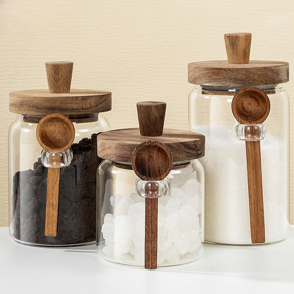 โถเก็บอาหารแก้วใสพร้อมฝาไม้ปิด - Food Storage Containers Glass บทวิจารณ์และราคา