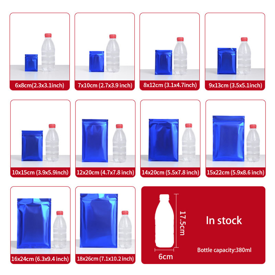 100 ชิ้น ถุงซิปฟอยล์สีน้ำเงินด - Food Storage Zipper Bags บทวิจารณ์และราคา