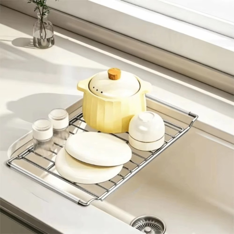ตะแกรงวางจานสแตนเลสแบบขยายได้  - Food Storage Rack For Kitchen บทวิจารณ์และราคา